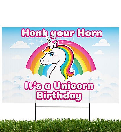 Rainbow Unicorn, Honk You Horn, Yard Sign